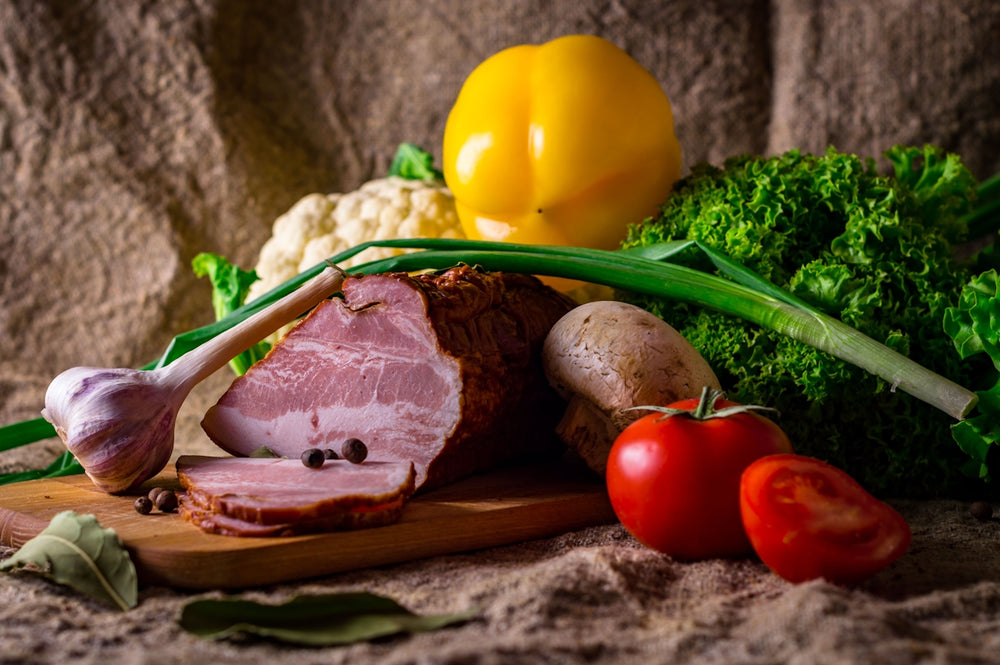 raw meat and vegetables