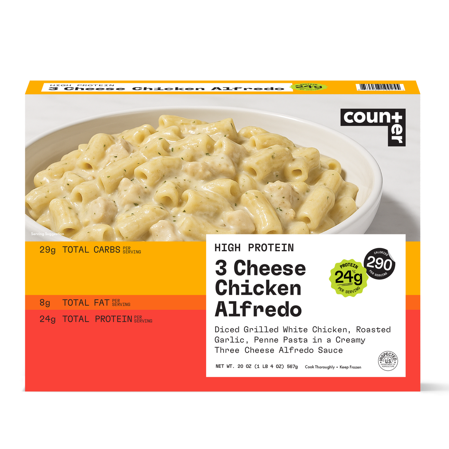 Counter 3 Cheese Chicken Alfredo Multi-Serve | 60g Protein Per Tray ...