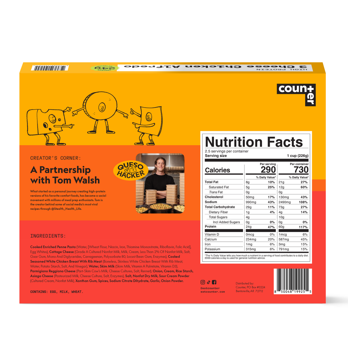 Counter 3 Cheese Chicken Alfredo Multi-Serve | 60g Protein Per Tray ...