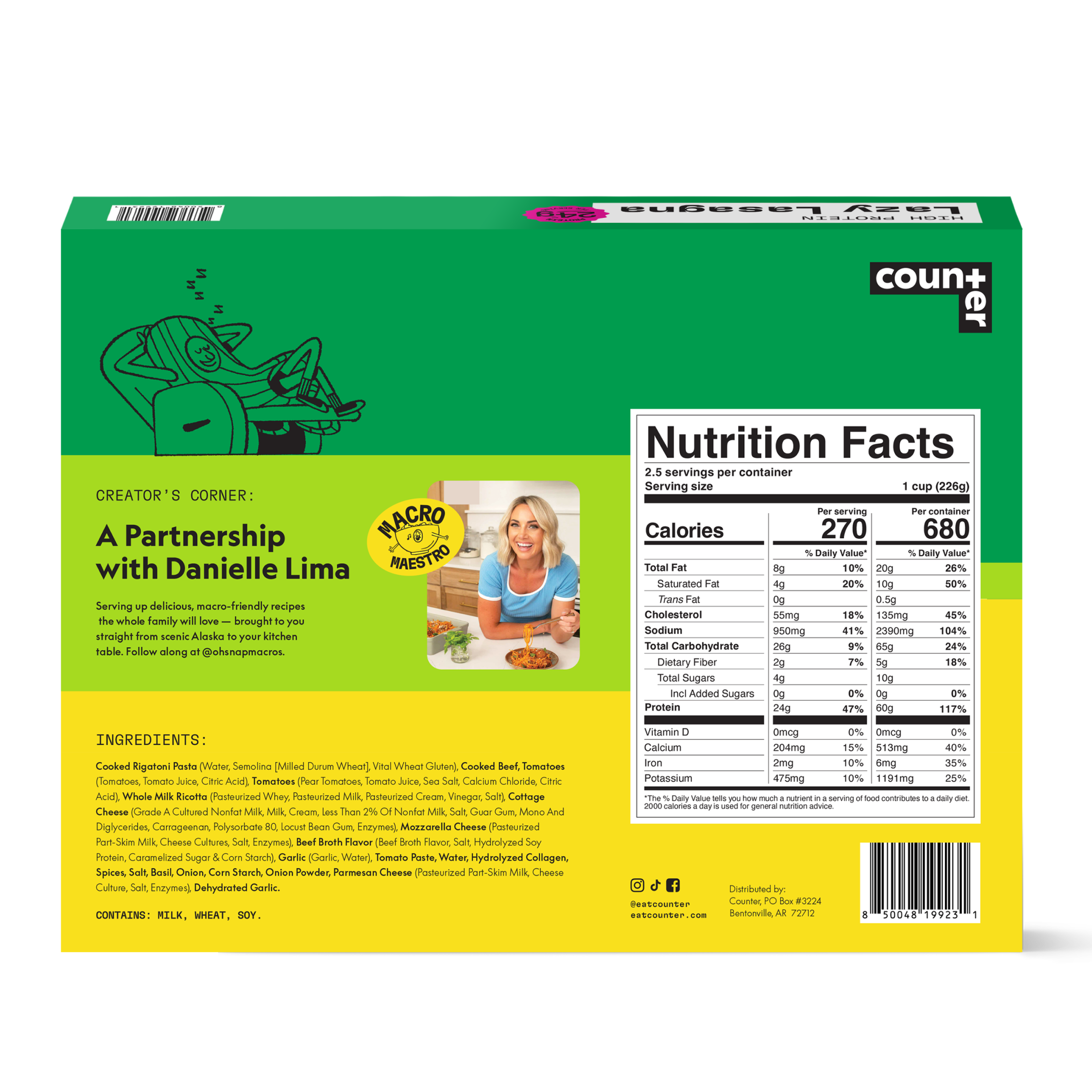 Counter Lazy Lasagna Multi-Serve | 60g Protein Per Tray Frozen Meal