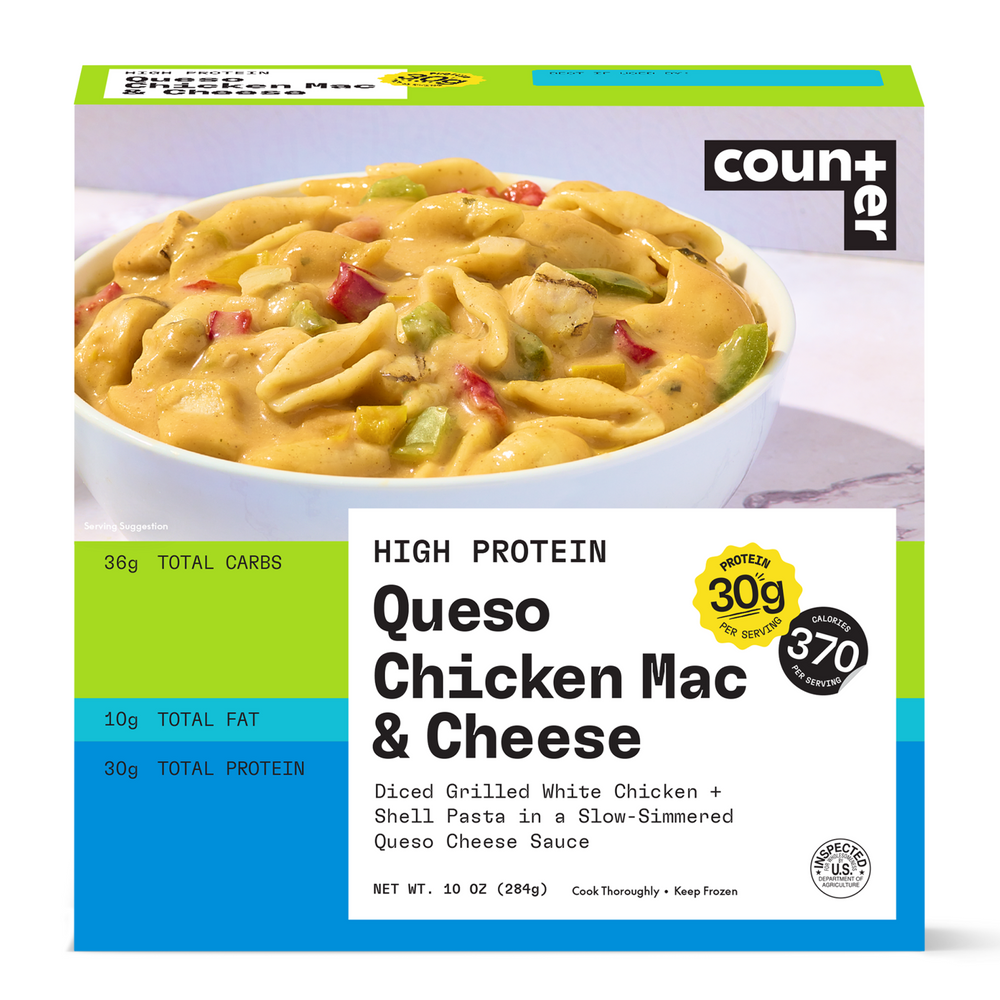 Counter Queso Chicken Mac & Cheese | 30g Protein, 370 Cal Frozen Meal