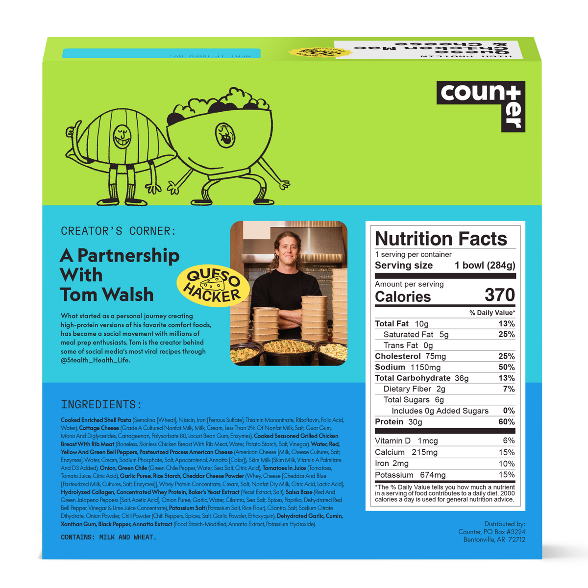 Counter Queso Chicken Mac & Cheese | 30g Protein, 370 Cal Frozen Meal